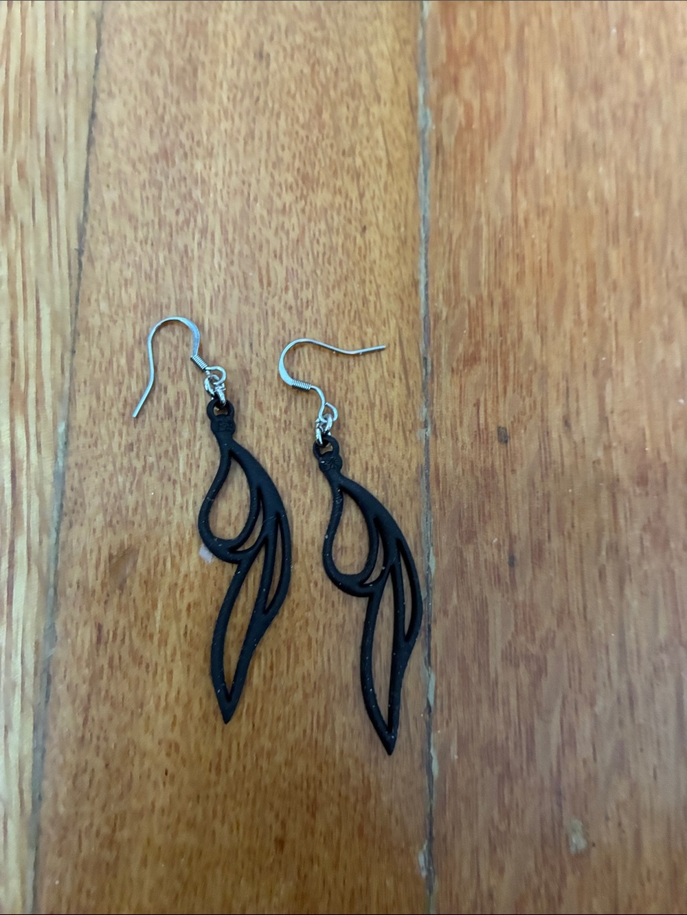 Black Filigree Leaf Dangle Earrings - Lightweight Women’s Jewelry